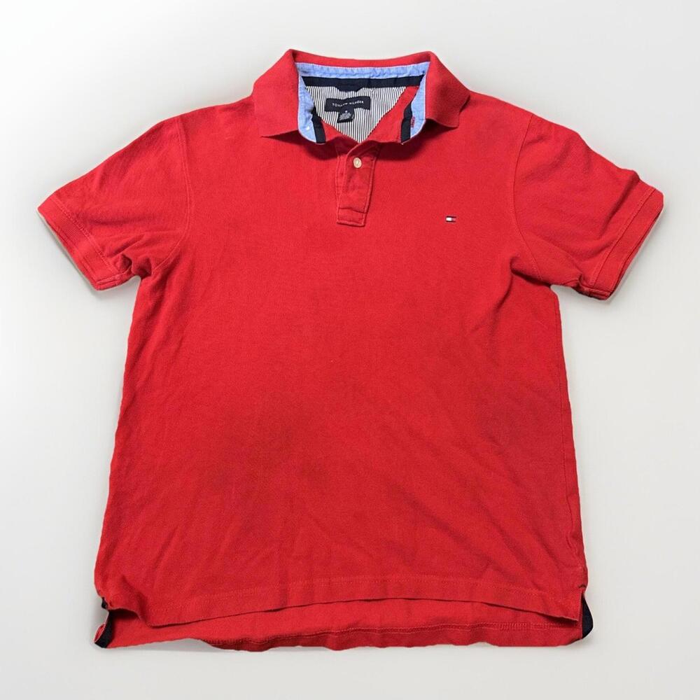 Tommy Hilfiger Polo Shirt Mens Medium‎ Red Casual Short Sleeve